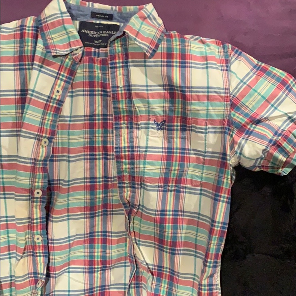 Bright Colorful button tee American Eagle